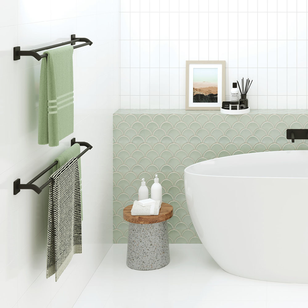 Fienza Sansa Double Towel Rail 900mm Matte Black 83208Mb