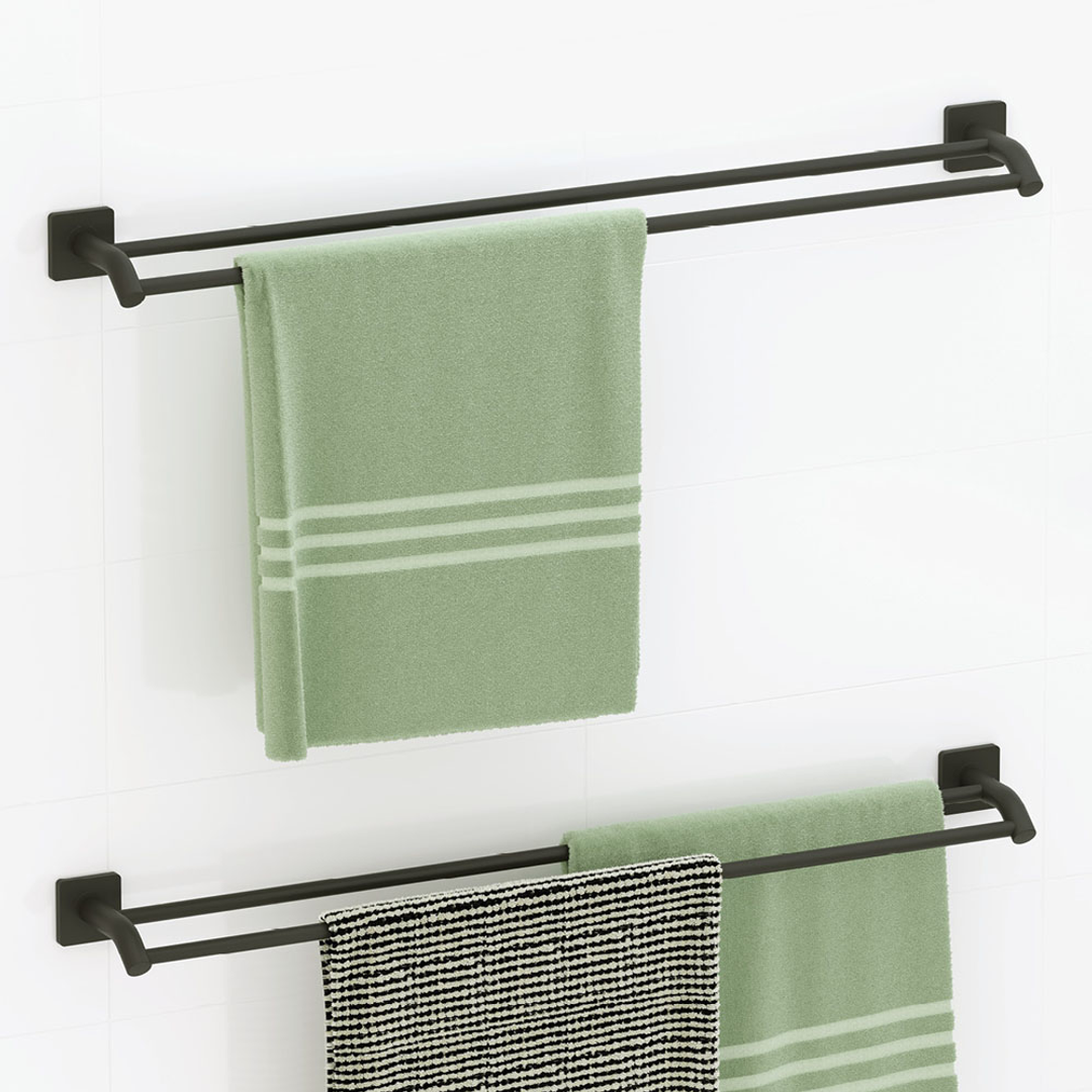 Fienza Sansa Double Towel Rail 900mm Matte Black 83208Mb
