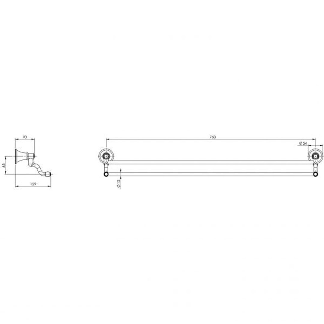 Phoenix Nostalgia Double Towel Rail 760mm Brushed Nickel