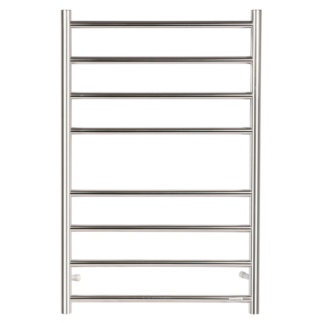 Otti Round Stainless Steel Chrome Electric Heated Towel Rack 8 Bars Universal Inlet