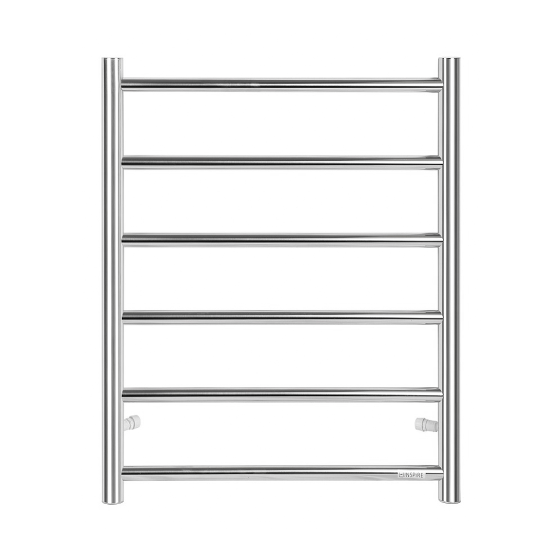 Otti Round Stainless Steel Chrome Electric Heated Towel Rack 6 Bars Universal Inlet