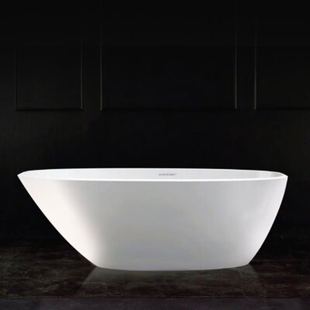 V+A Mozzano 2 Matte Stone Freestanding Bath With Void No Overflow Quarrycast White Matte 1685mm