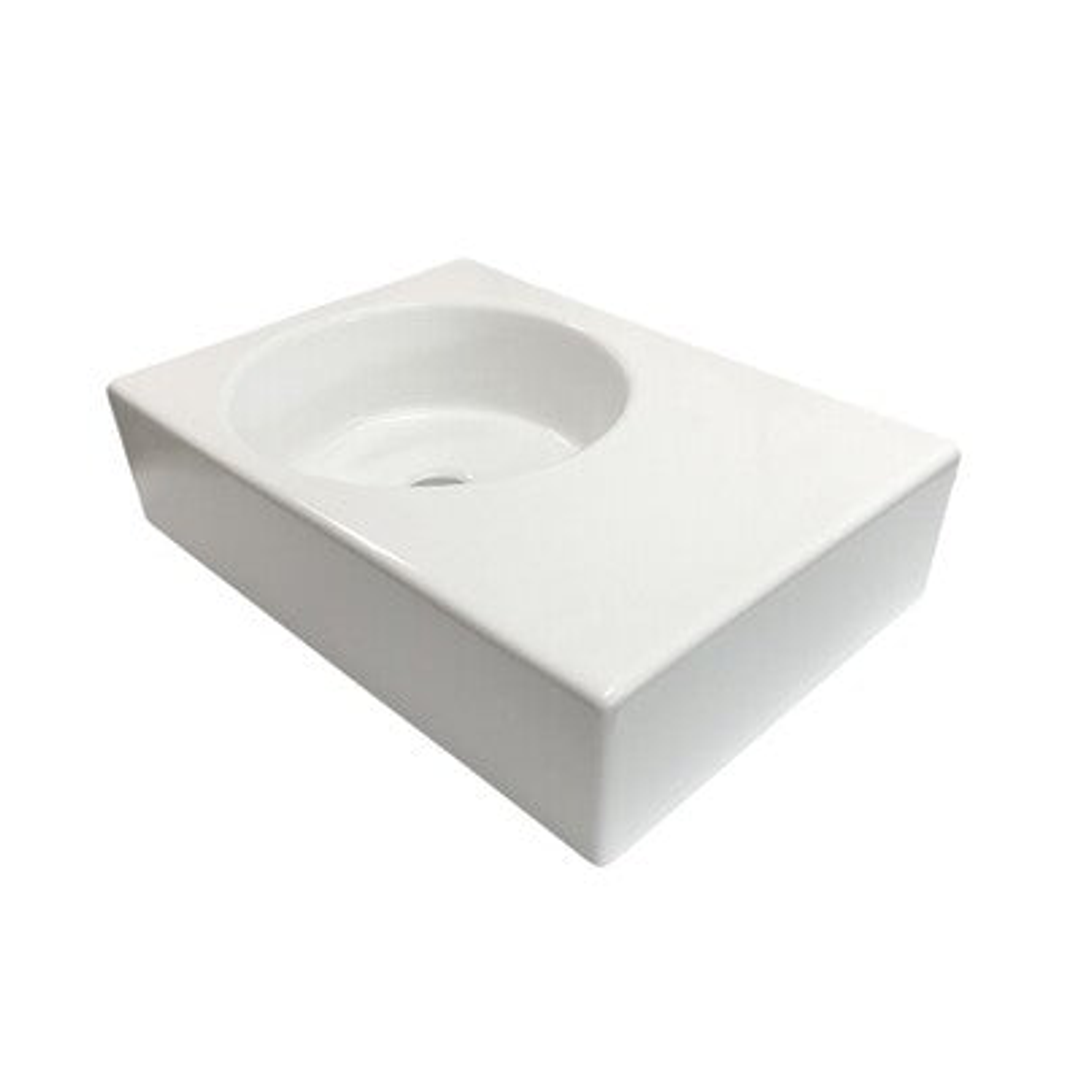 Streamline Plaza Wall Hung Basin Wof Side Shelf Left Bowl No Tap Hole