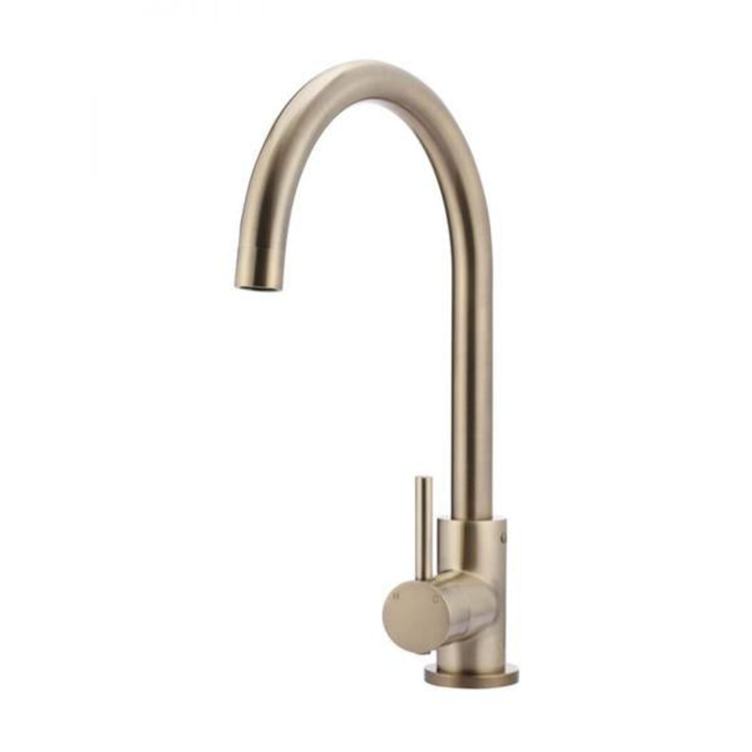Meir Round Gooseneck Kitchen Mixer Tap Champagne