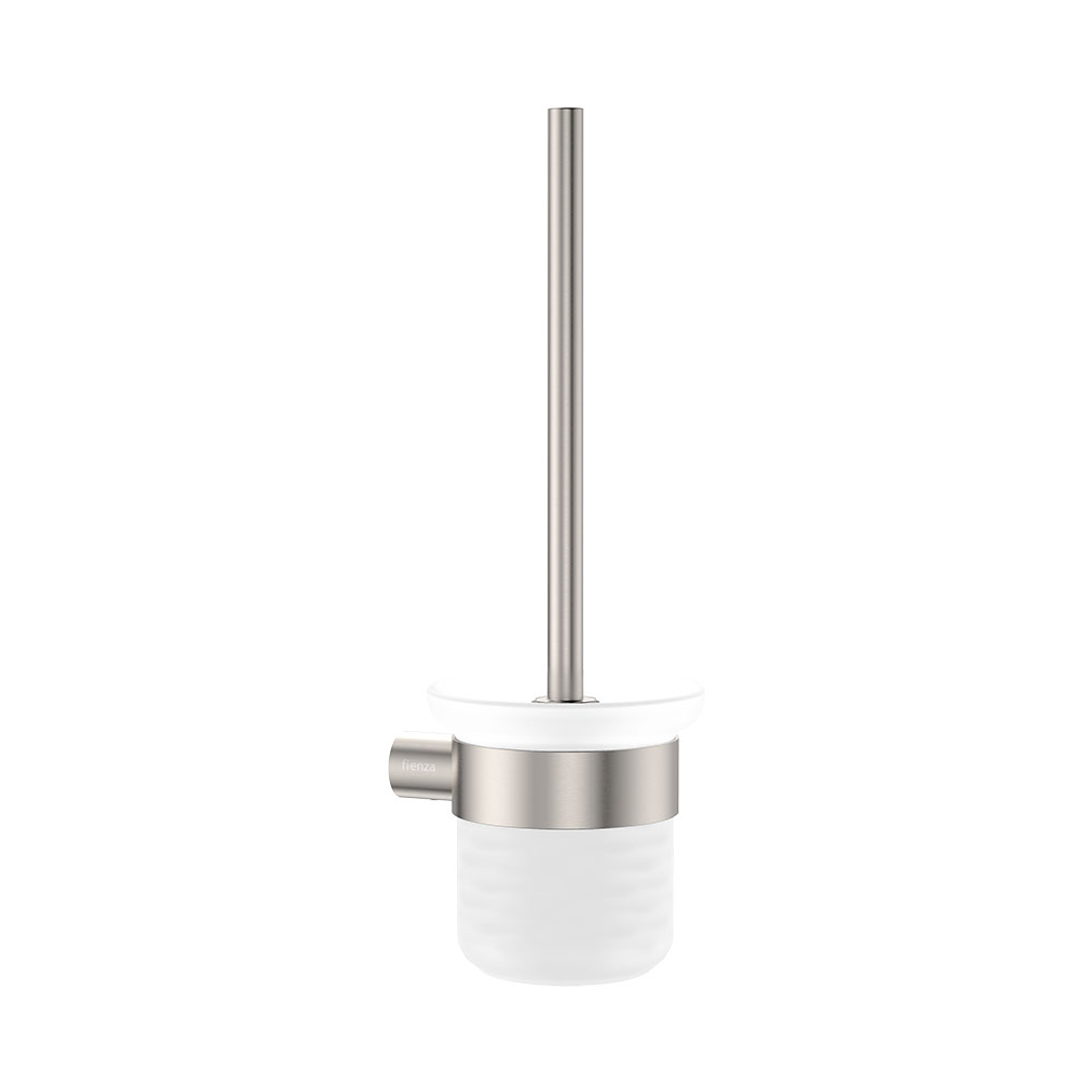 Fienza Empire Slim Toilet Brush And Glass Holder Ss304 Brushed Nickel