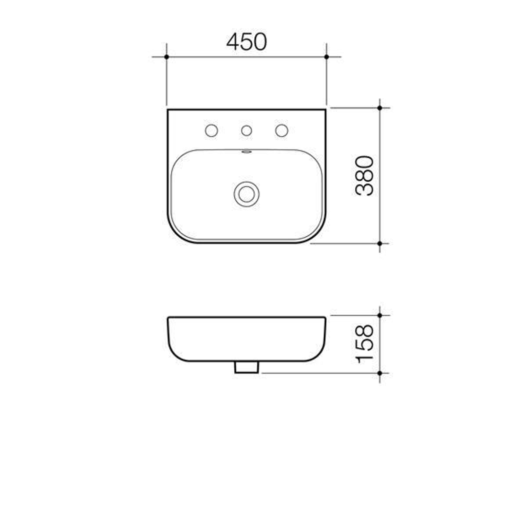 Caroma Luna Wall Basin 1 Tap Hole White 874215W