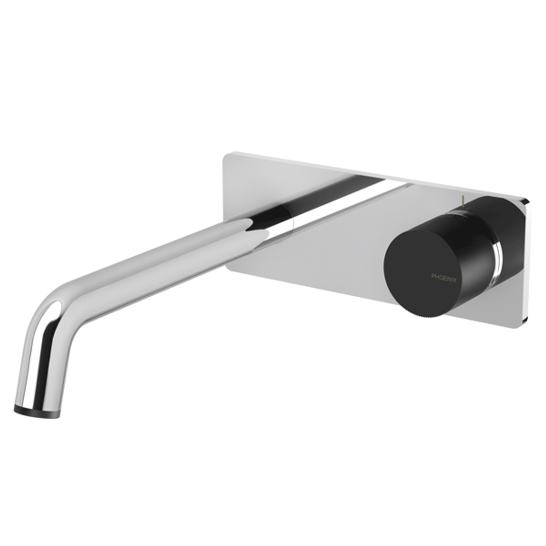 Phoenix Toi Wall Basin/Bath Mixer Set-Chrome/Matte Black