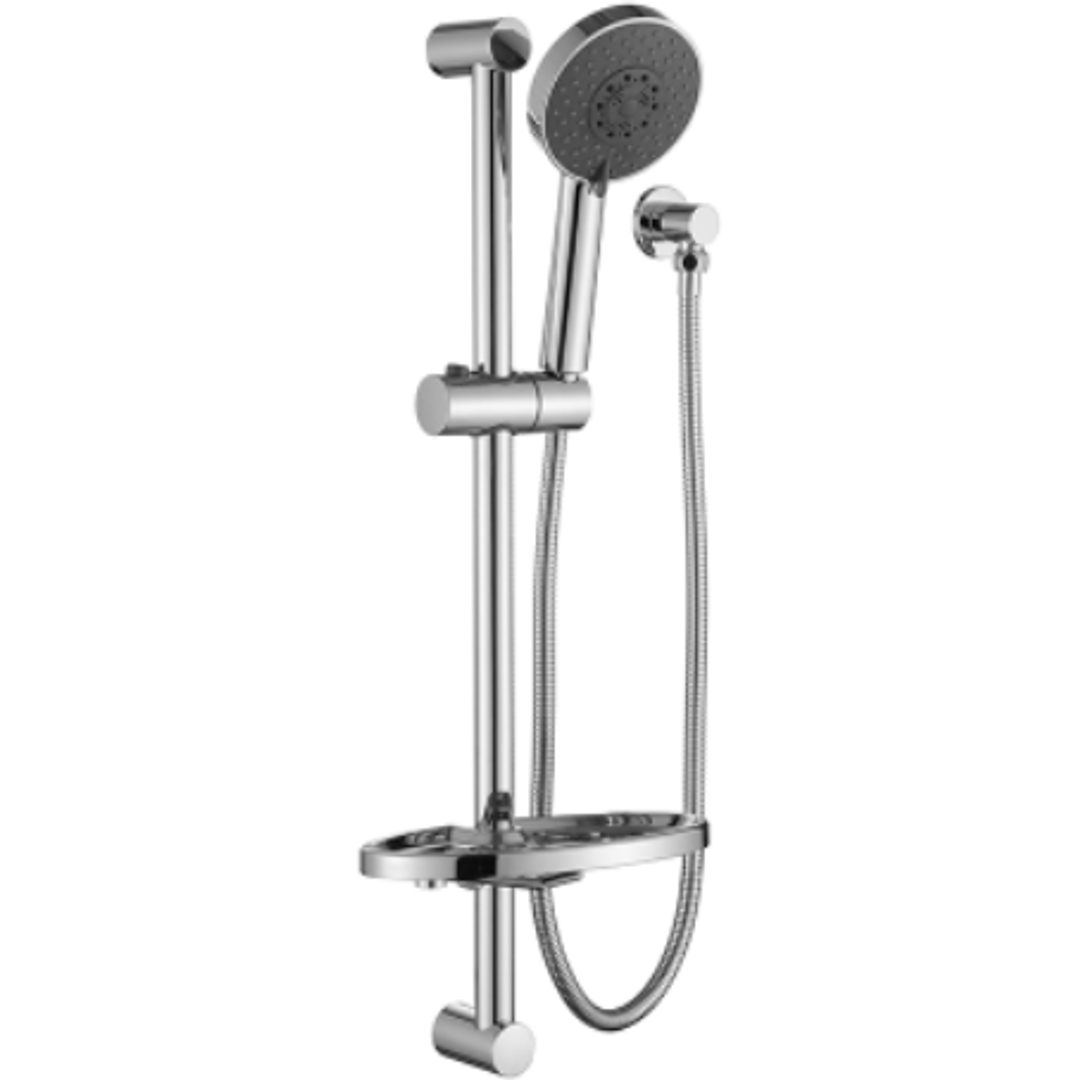 Bella Vista Shower Head On Rail Round Chrome W/ Soap Dish