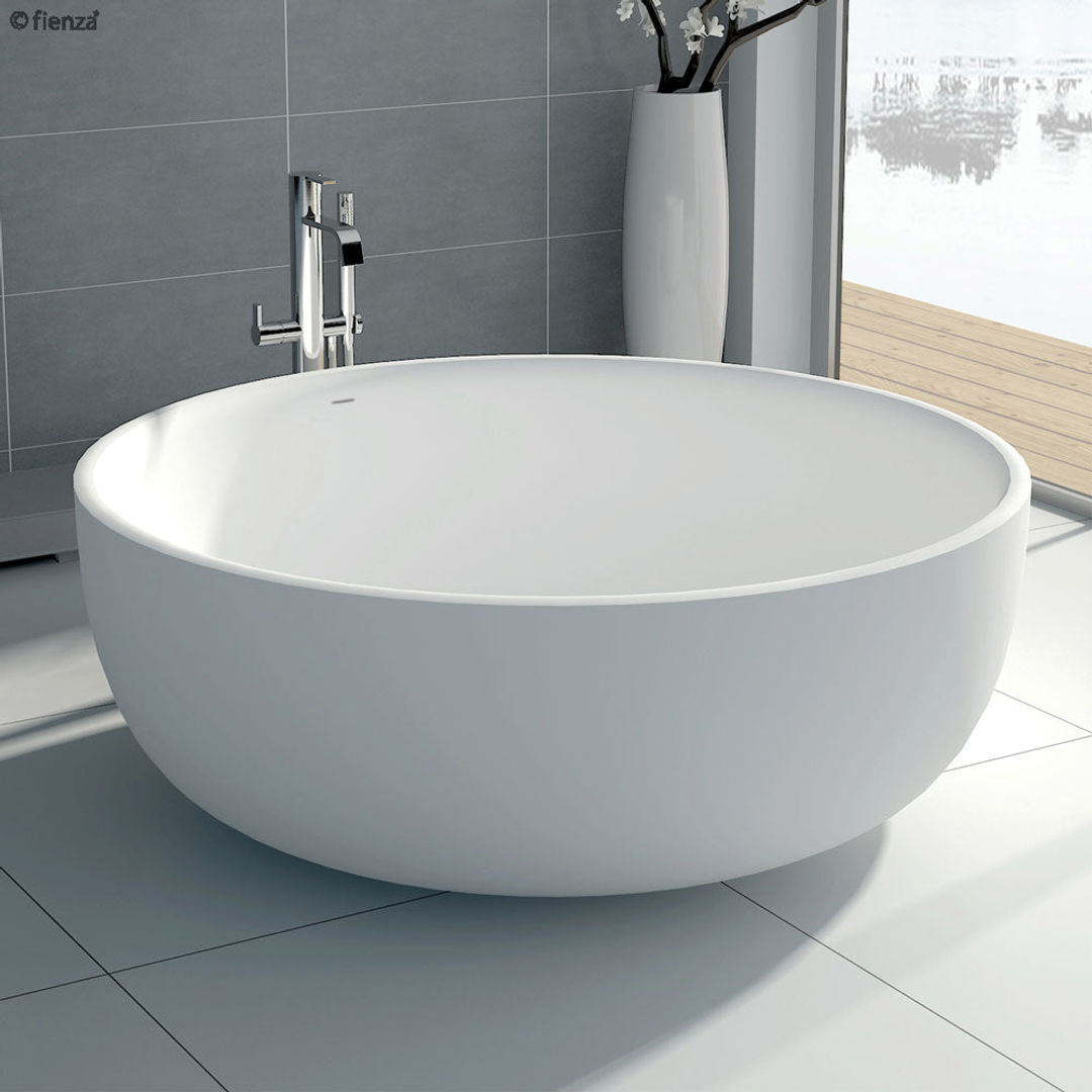 Fienza Shinto Matte White Stone Freestanding Bath 1350mm