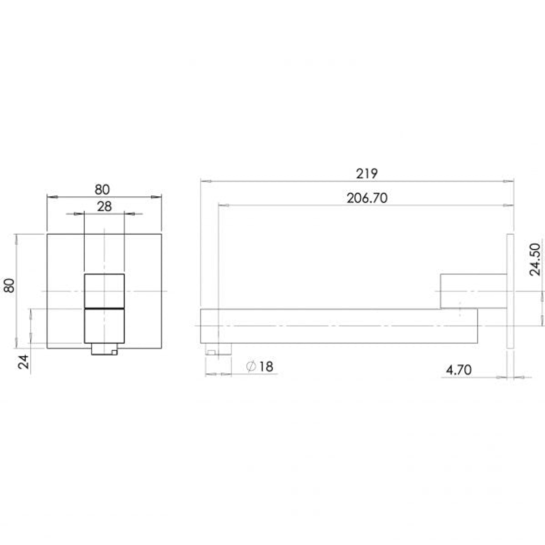 Phoenix Swivel Bath Outlet Square 200mm