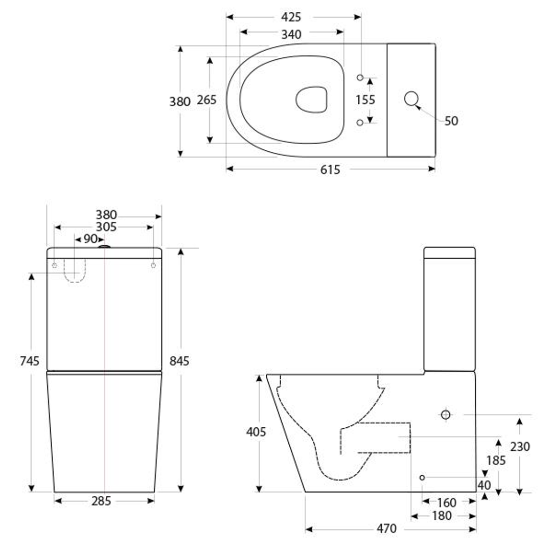 Decina Renee Rimless Wall Faced Toilet Suite