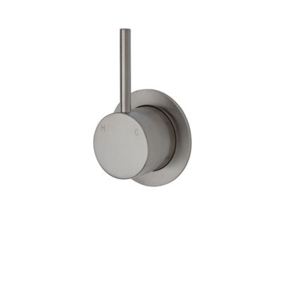 Fienza Kaya Up Wall Mixer With Minimal Round Plate Brushed Nickel