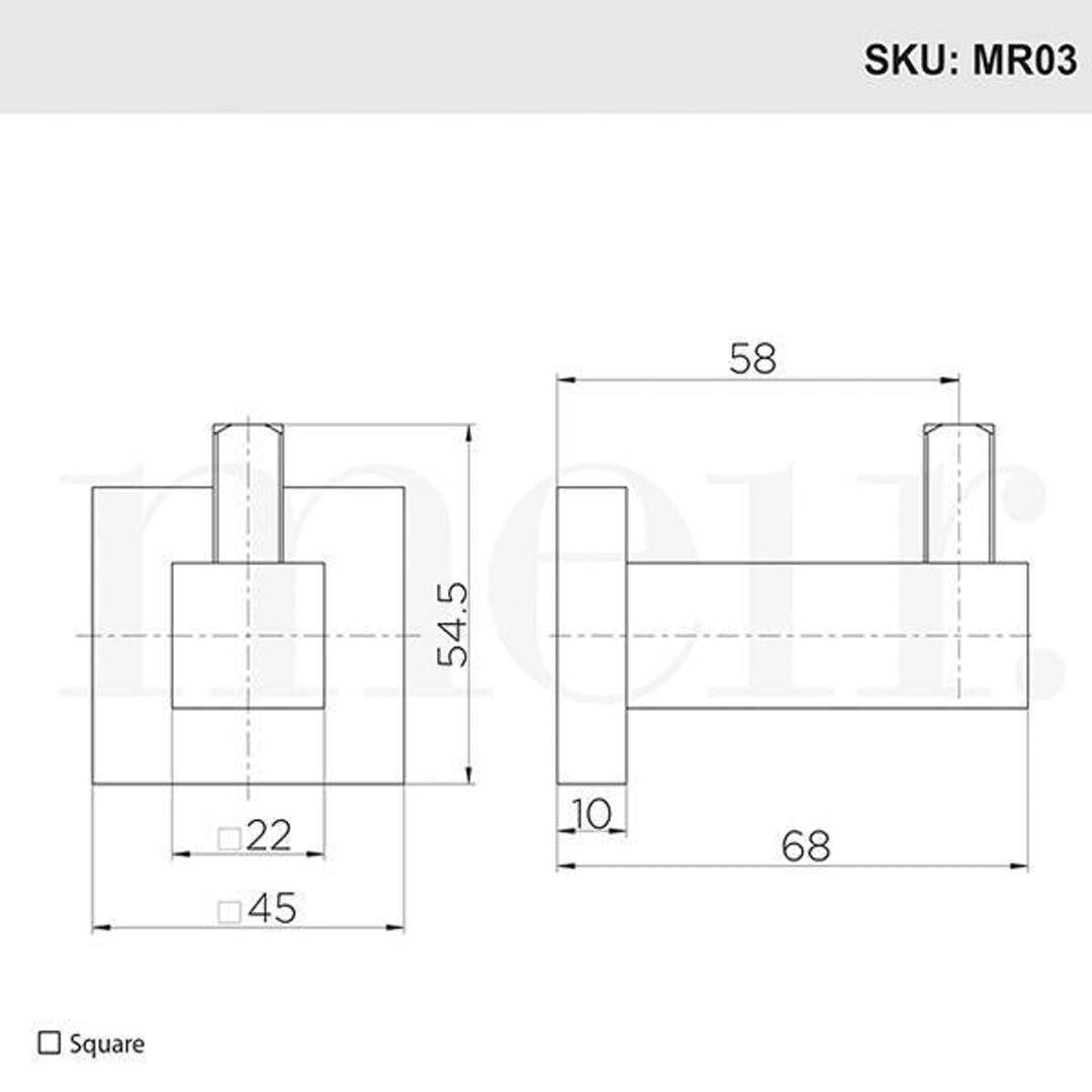 Meir Square Robe Hook Matte Black