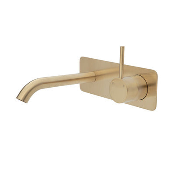 Fienza Kaya Up Basin/Bath Mixer 160mm Outlet Urban Brass Soft Square Urban Brass Plate
