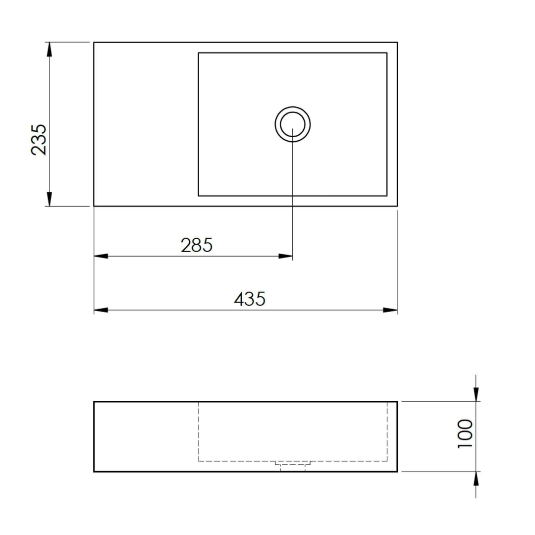 New Form Concrete Powder Room Petite Vessel Basin 435mm X 240mm X 110mm
