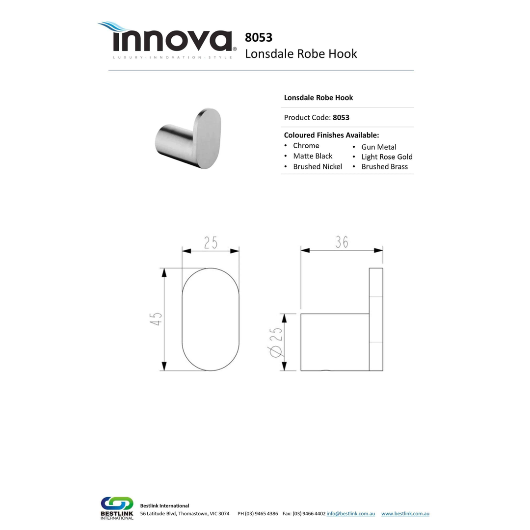 Innova Lonsdale Robe Hook 25mm X 45mm
