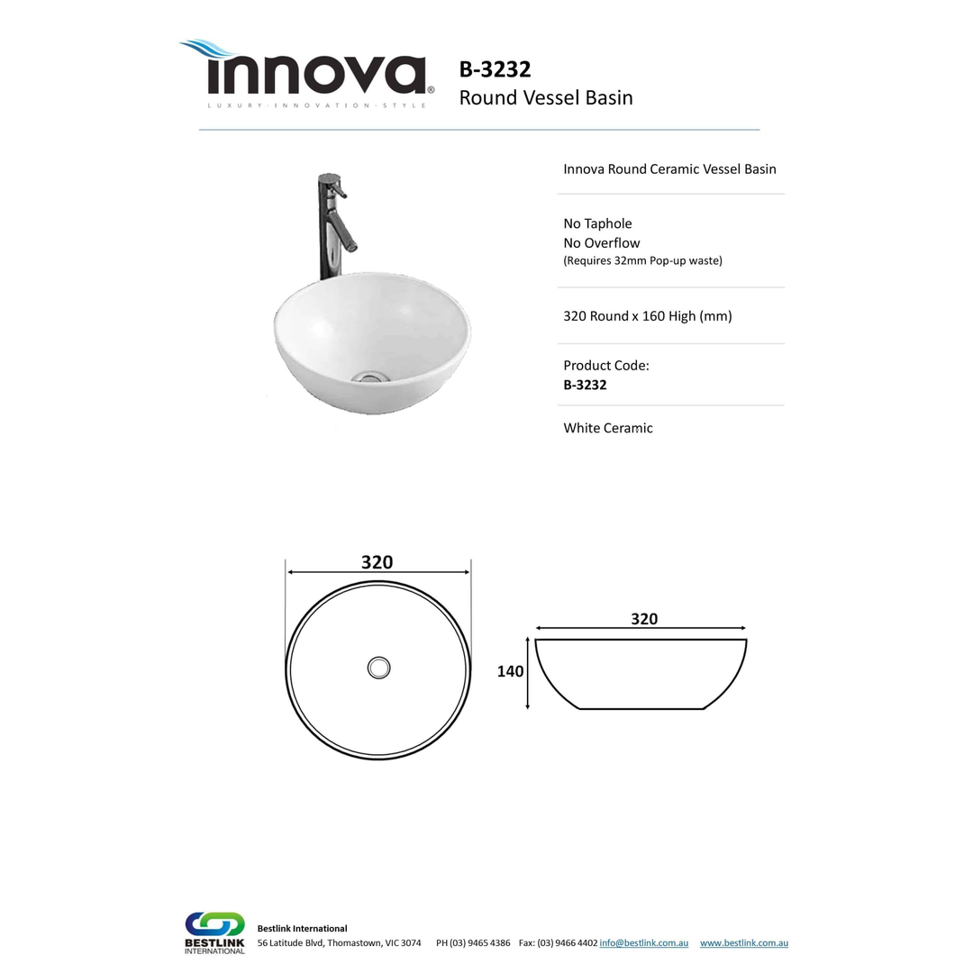 Innova Round Vessel Ceramic Basin Nth