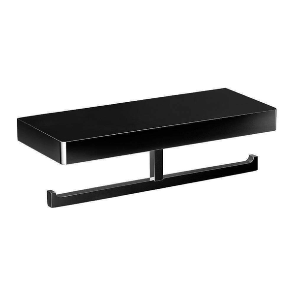 Streamline Arcisan Eneo Double Toilet Roll Holder With Shelf 30cm - Matt Black
