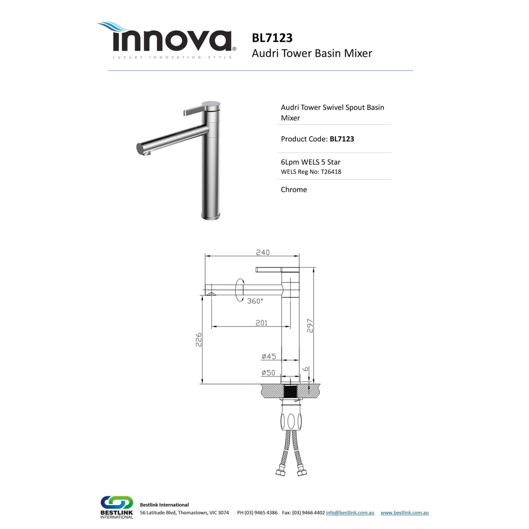 Audri Swivel Tower Basin Mixer