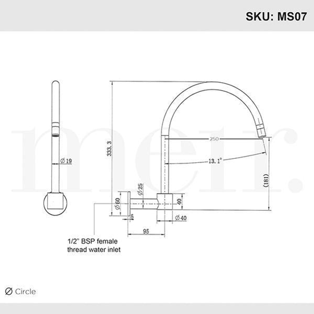 Meir Round High Rise Swivel Wall Spout Matte Black