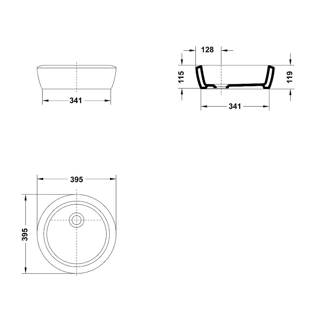 Gala Eos Above Counter Round Basin C/W Popup Waste Nth 34050