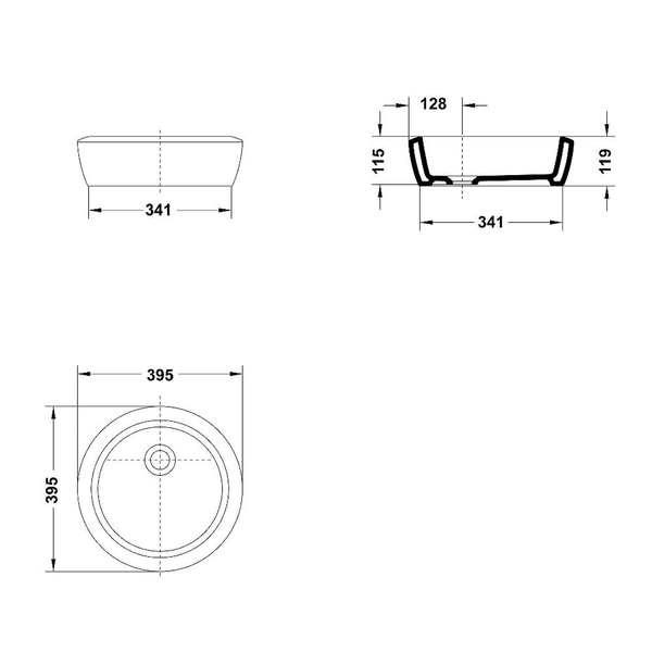 Gala Eos Above Counter Round Basin C/W Popup Waste Nth 34050