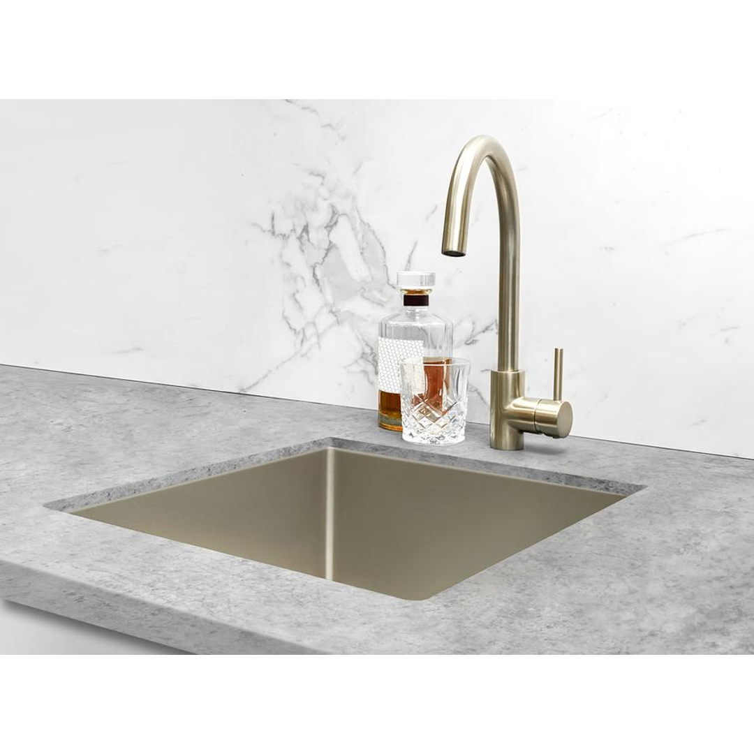 Meir Round Gooseneck Kitchen Mixer Tap Brushed Nickel