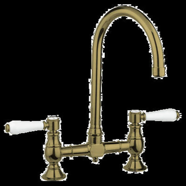 Abey Provincial Exp Breech Kitchen Tap Porcel Handles Bronze - Burdens Plumbing
