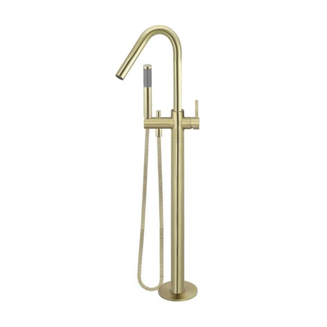 Meir Freestanding Round Bath Mixer With Hand Spray - Tiger Bronze