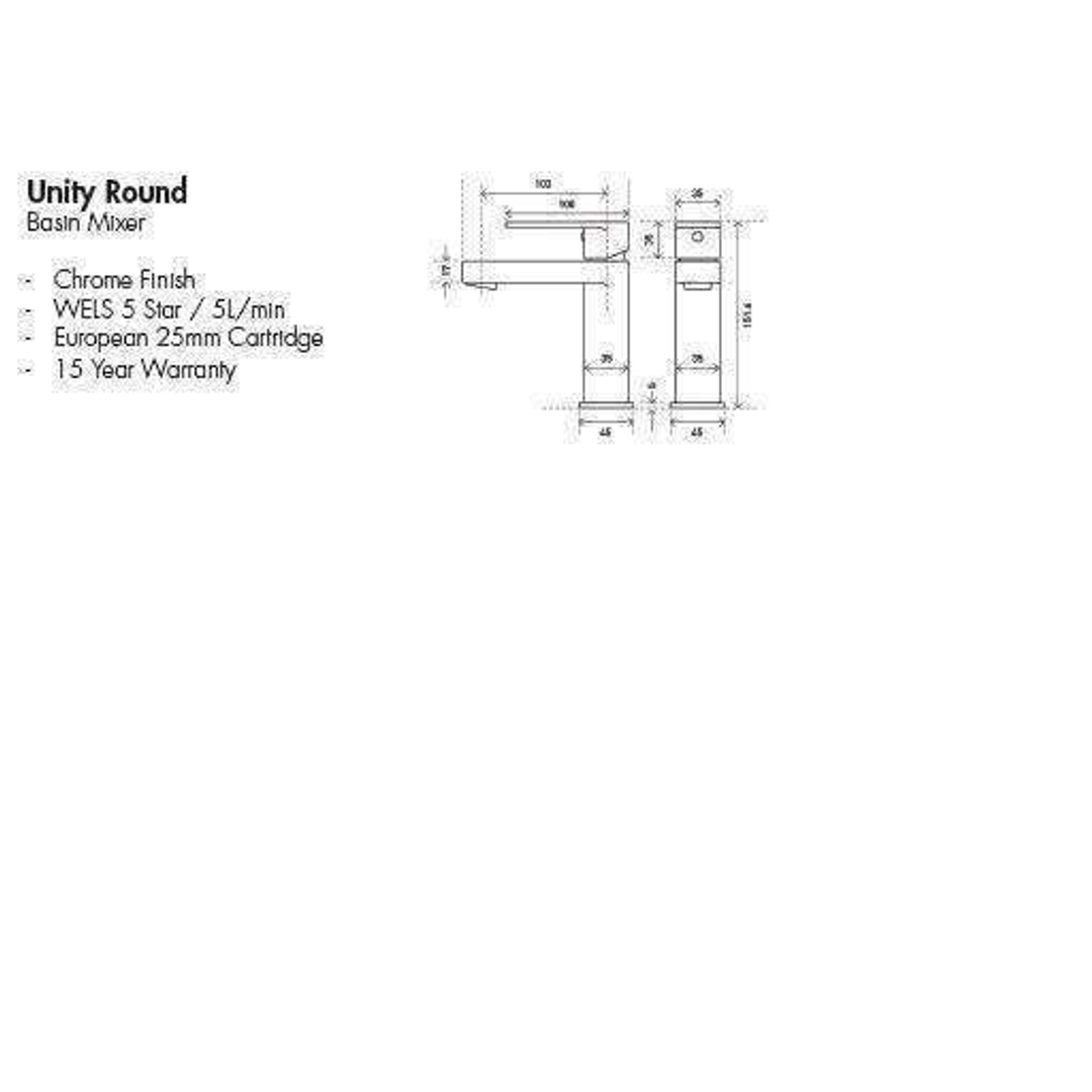 Aspire Unity **Round** Basin Mixer Chrome