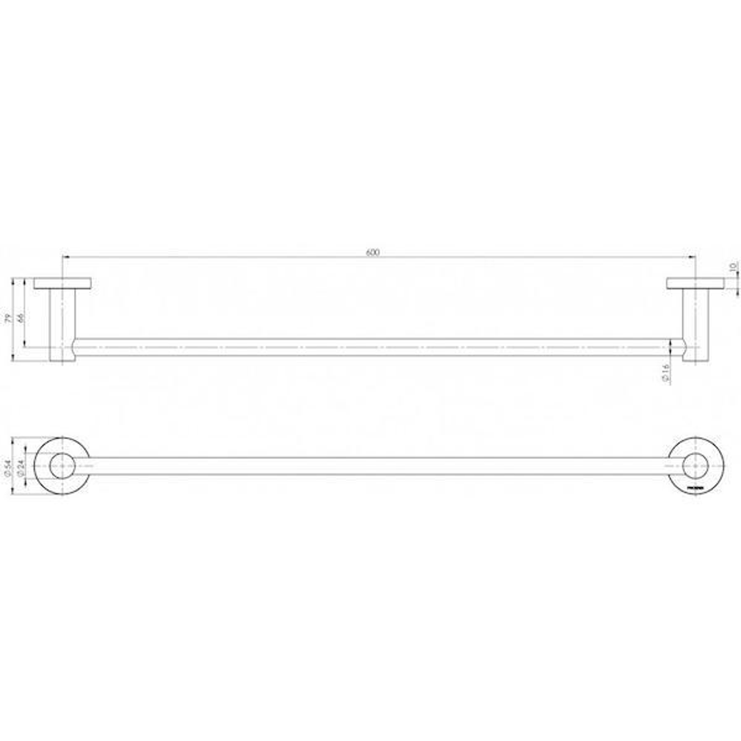 Phoenix Radii Single Towel Rail Round Plate-Matte Black
