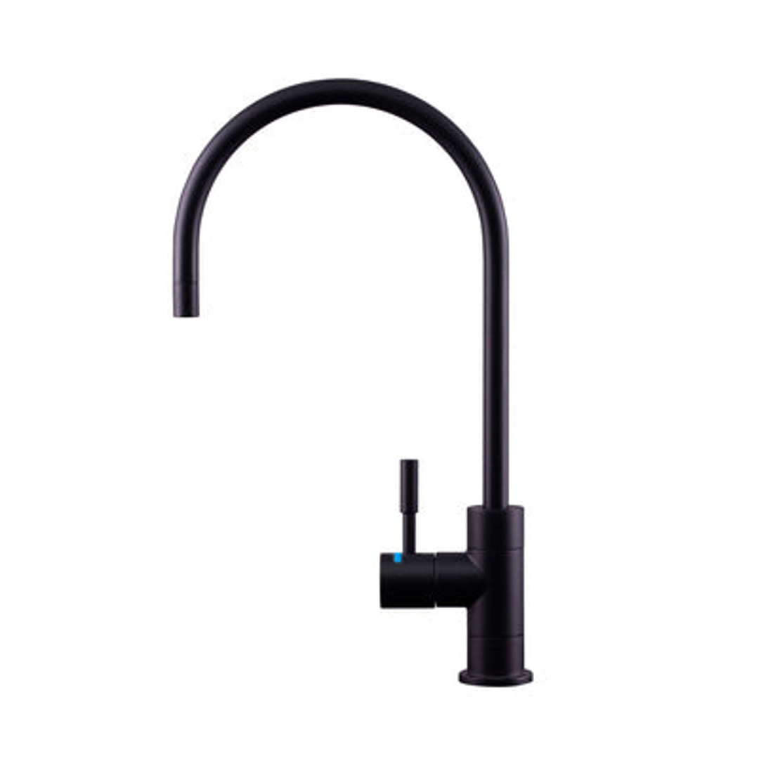 Puretec Matt Black Goose Neck Faucet 1/4 Turn Spindle Lever Led Dfu200