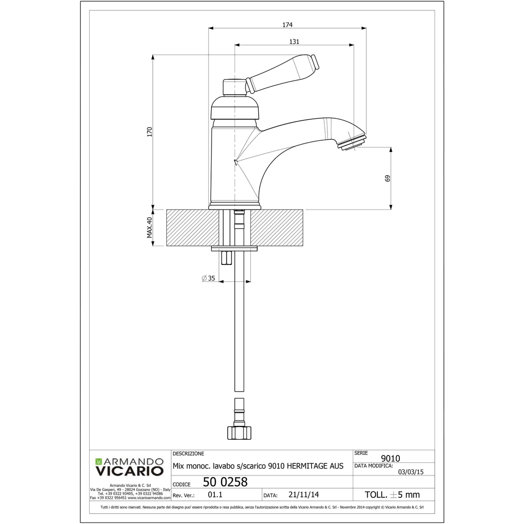 Abey Provincial Single Lever Basin Mixer Porc Handle Chrome