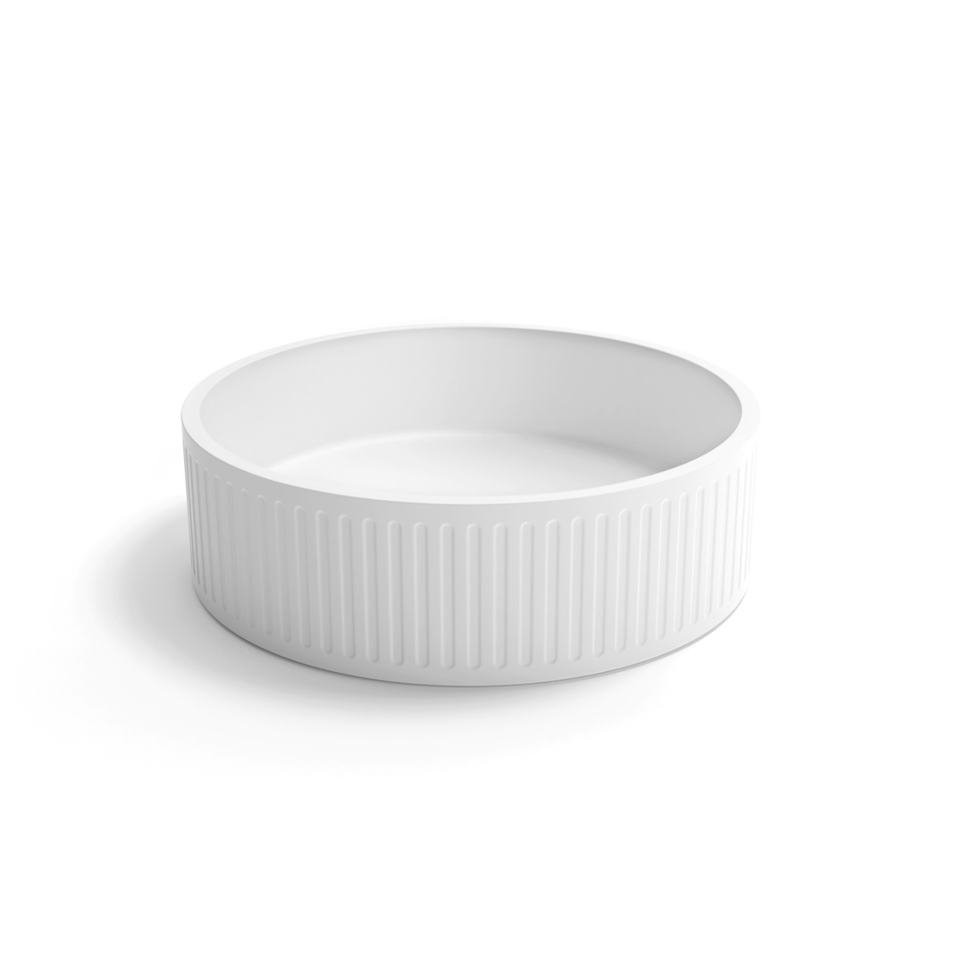 OTTI HUDSON ROUND CONCRETE WHITE BASIN 400MM