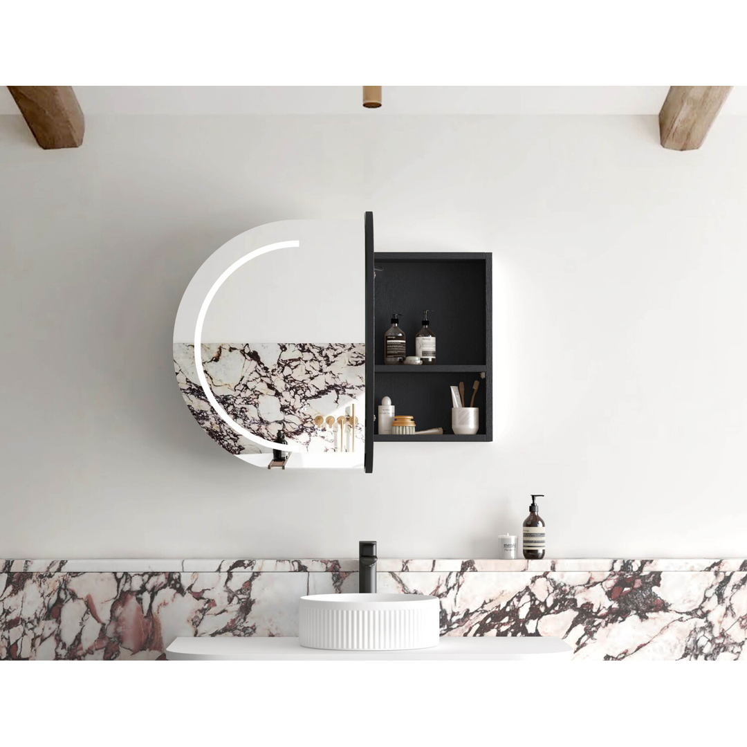 OTTI LED BONDI 900X600 SHAVING CABINET BLACK OAK