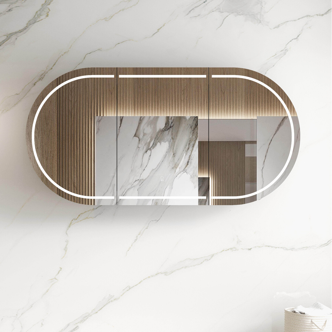 OTTI LED BONDI 1800X900 SHAVING CABINET NATURAL OAK