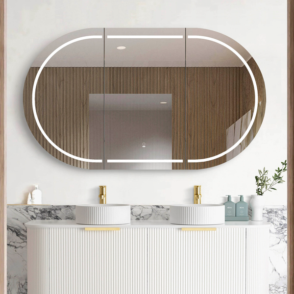 OTTI LED BONDI 1500X900 SHAVING CABINET MATTE WHITE