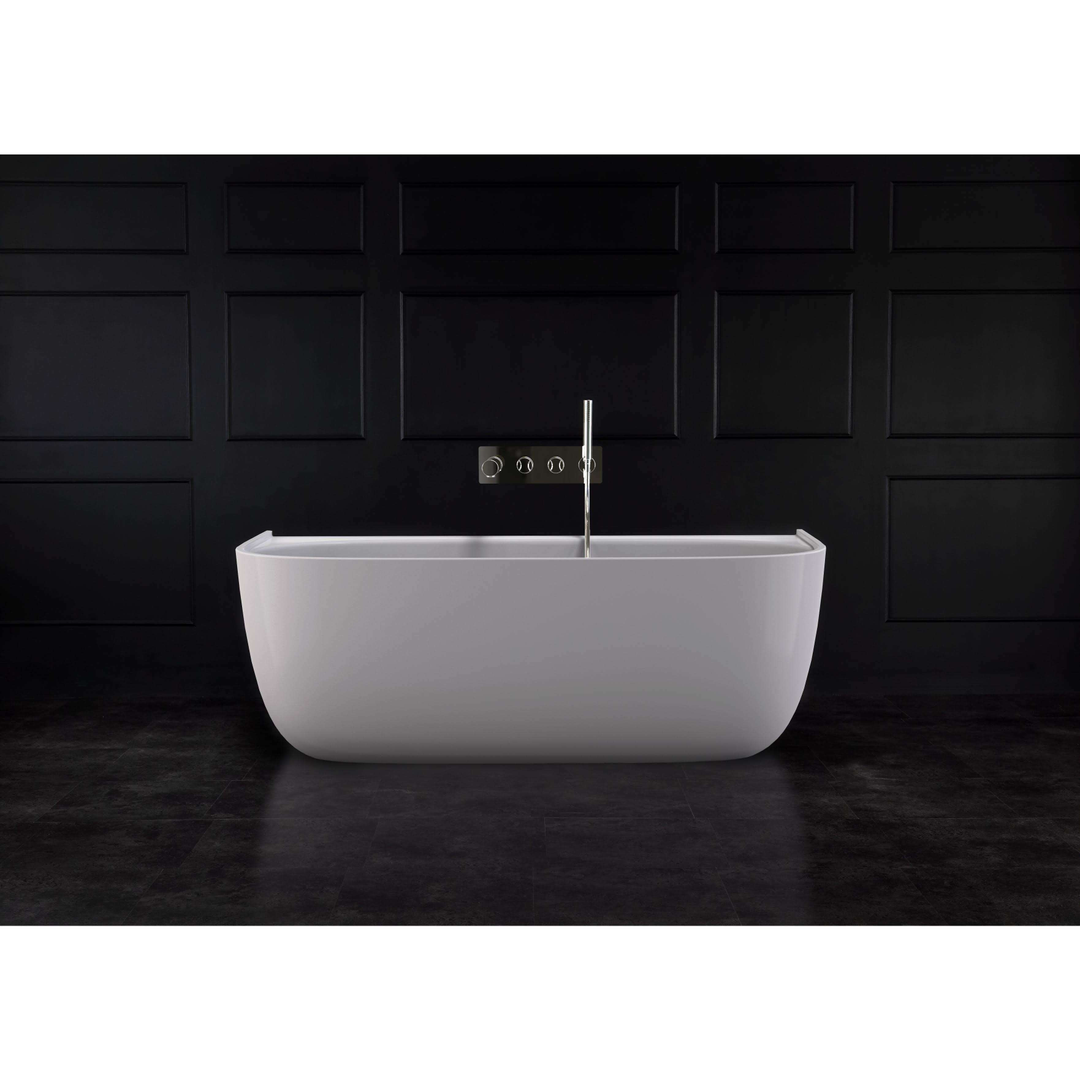 V+A Eldon Freestanding Back To Wall Bath No Overflow Quarrycast White 1749mm