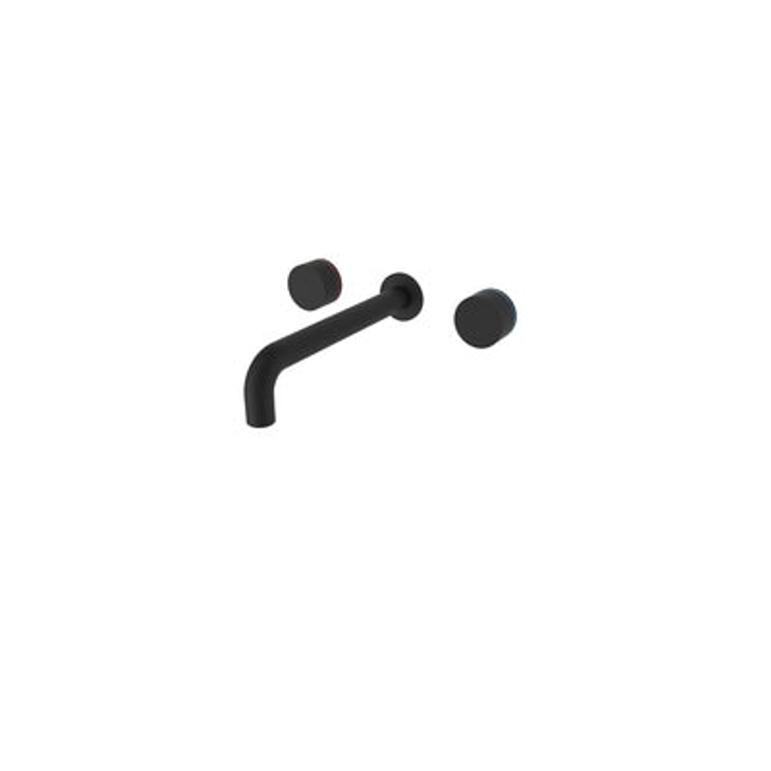 Nero Kara 3 Piece Wall Basin Set 180mm - Matt Black