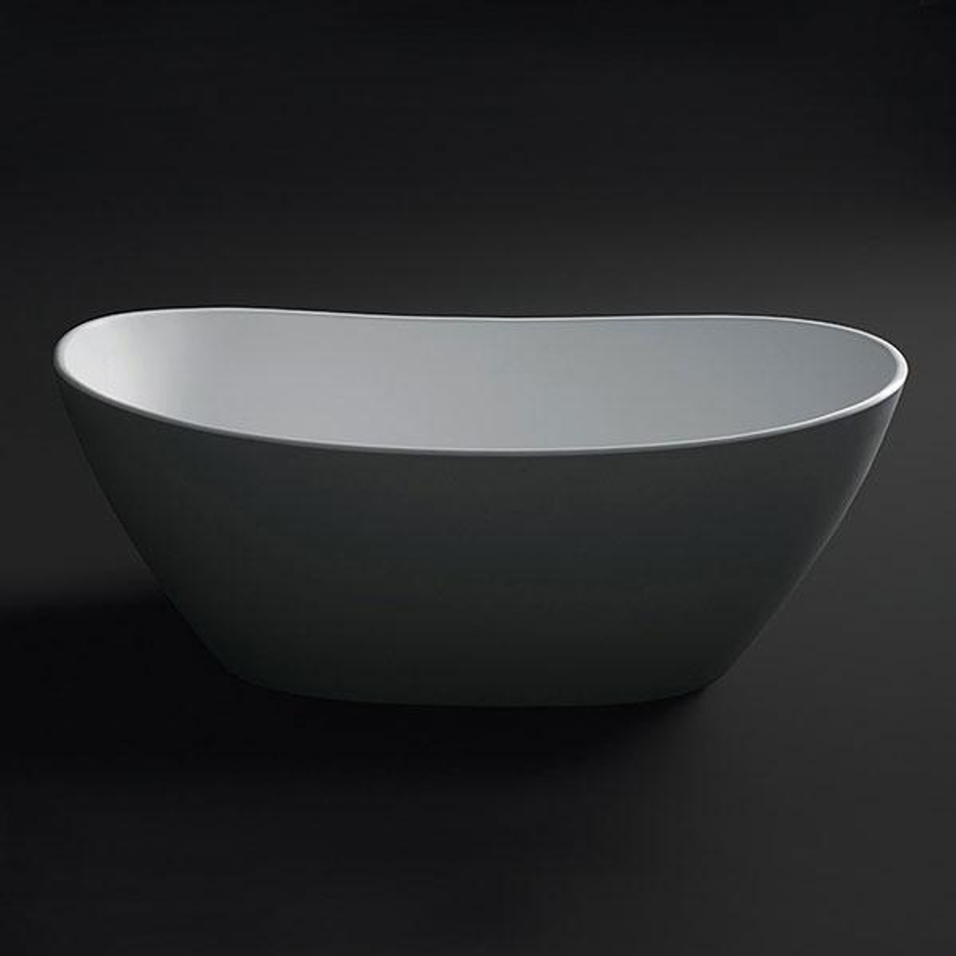 Kaskade Impro Cast Stone Freestanding Bath Matt White 1638mm