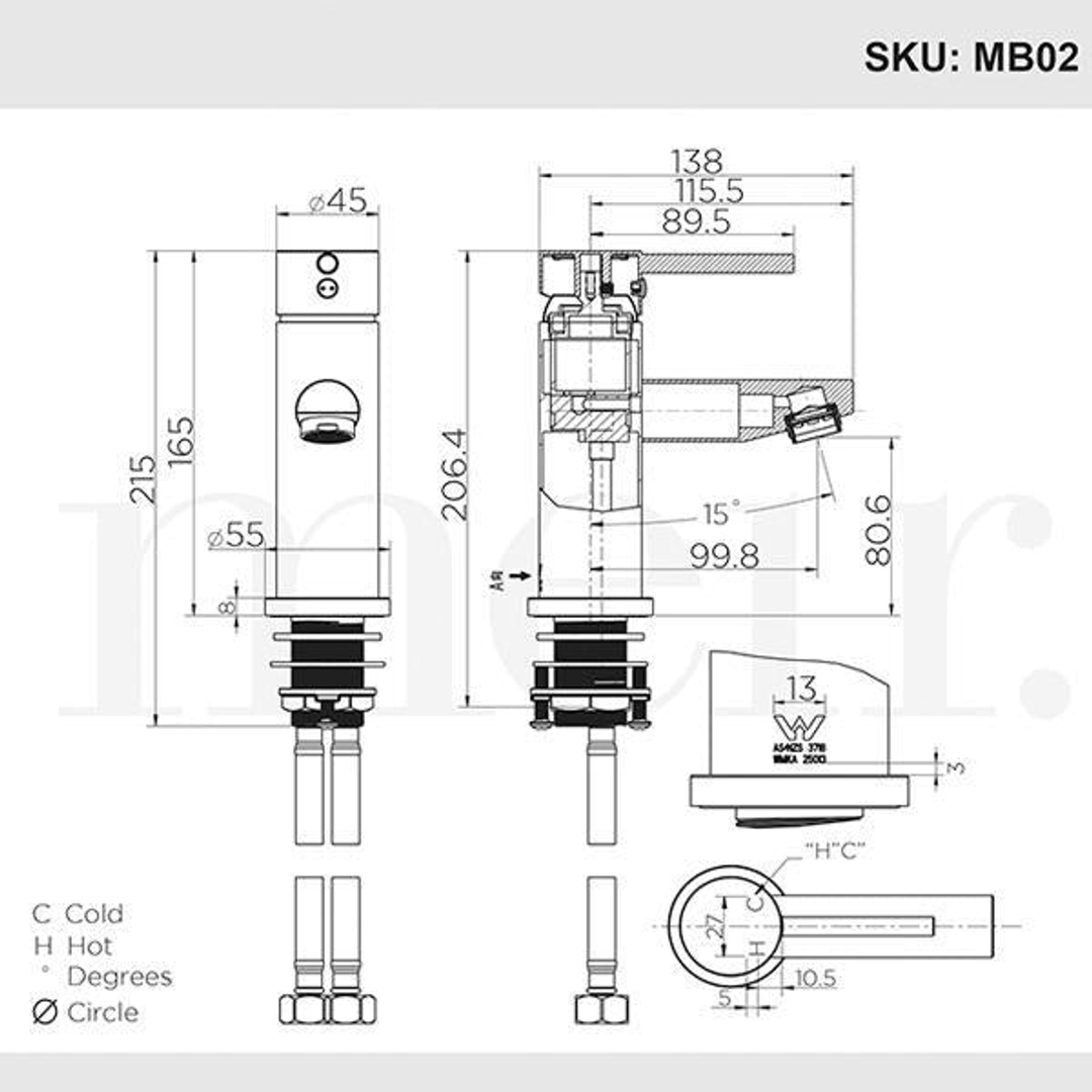 Meir Round Basin Mixer Matte Black