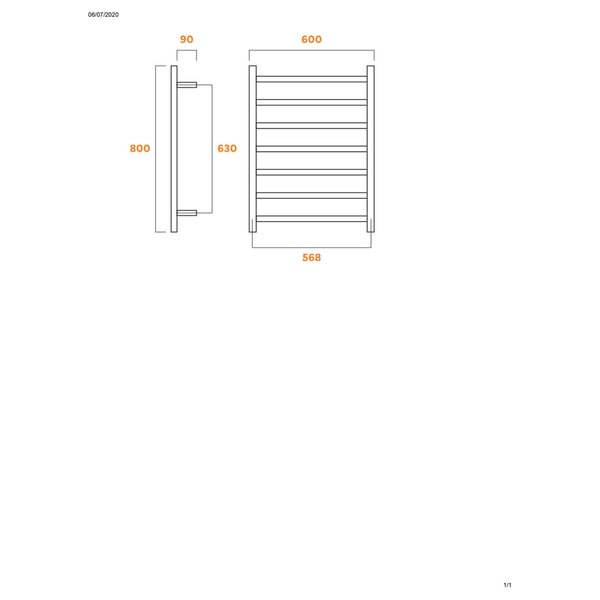 Alexander Elan 60R - 7 Bar Heated Towel Ladder Rnd S/S