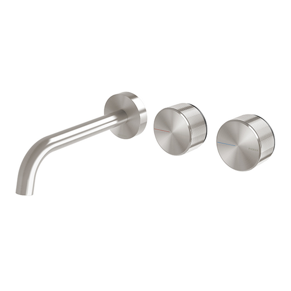 Phoenix Axia Wall Basin/Bath Curved Outlet Hostess Set 180mm Brushed Nickel