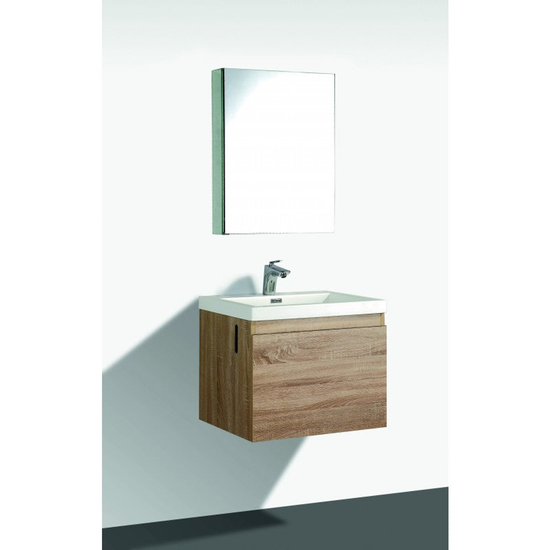 Belbagno Roxanne 600mm Wall Hung Vanity White Oak P/Marble Top