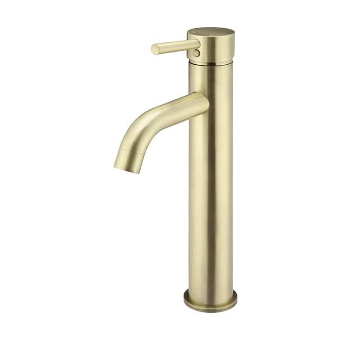 Meir Round Tall Curved Basin Mixer Tiger Bronze
