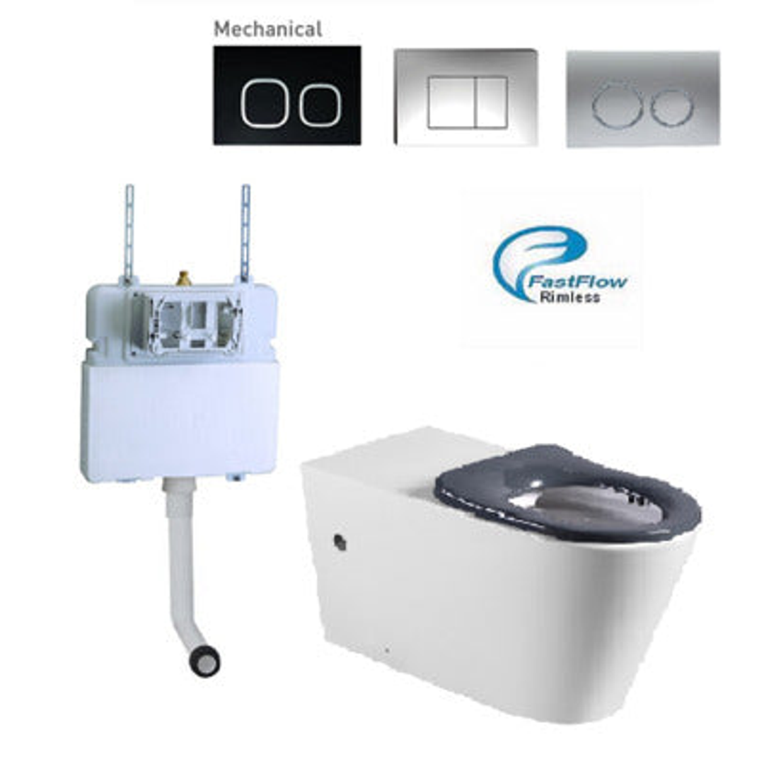 Ect Global Supercare Wall Faced Toilet Pan Including Grey Seat And Pipe