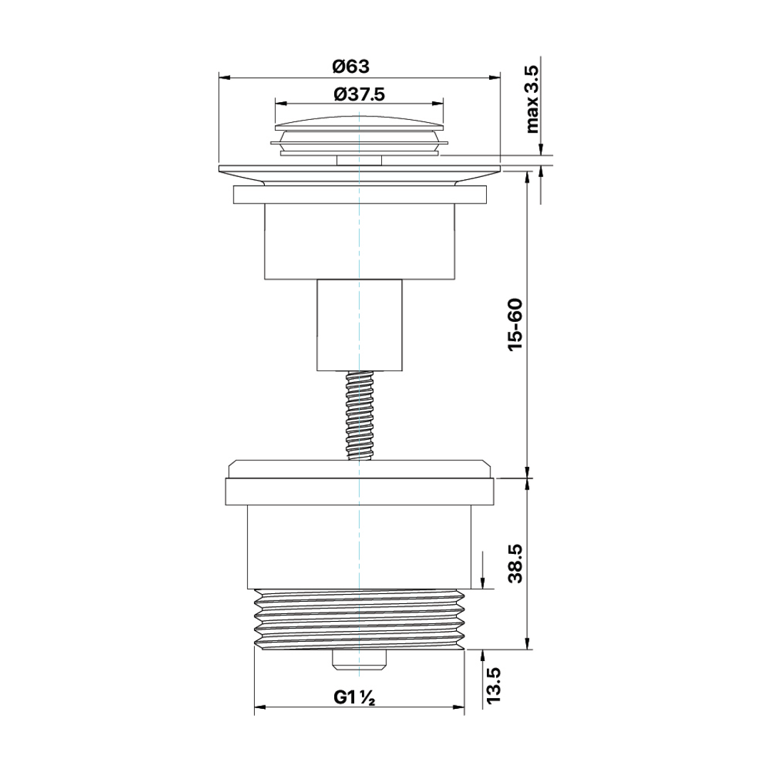 Brasshards Mixx 32/40Mm Universal Pop Up Basin Waste Matt Black