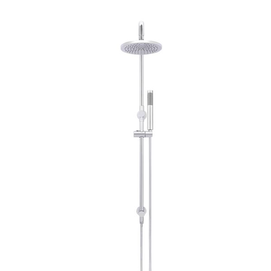 Meir Round Combo Shower Rail 200mm Rose 3-Function Hand Shower Polished Chrome