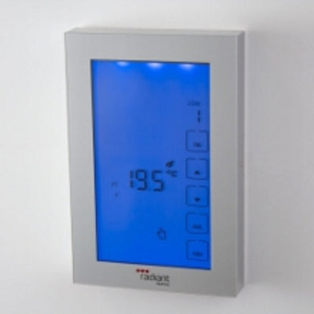 Radiant Glass Fronted Vertical Dual Purpose Thermostat & Timer Switch Silver Gtss-Dual-V