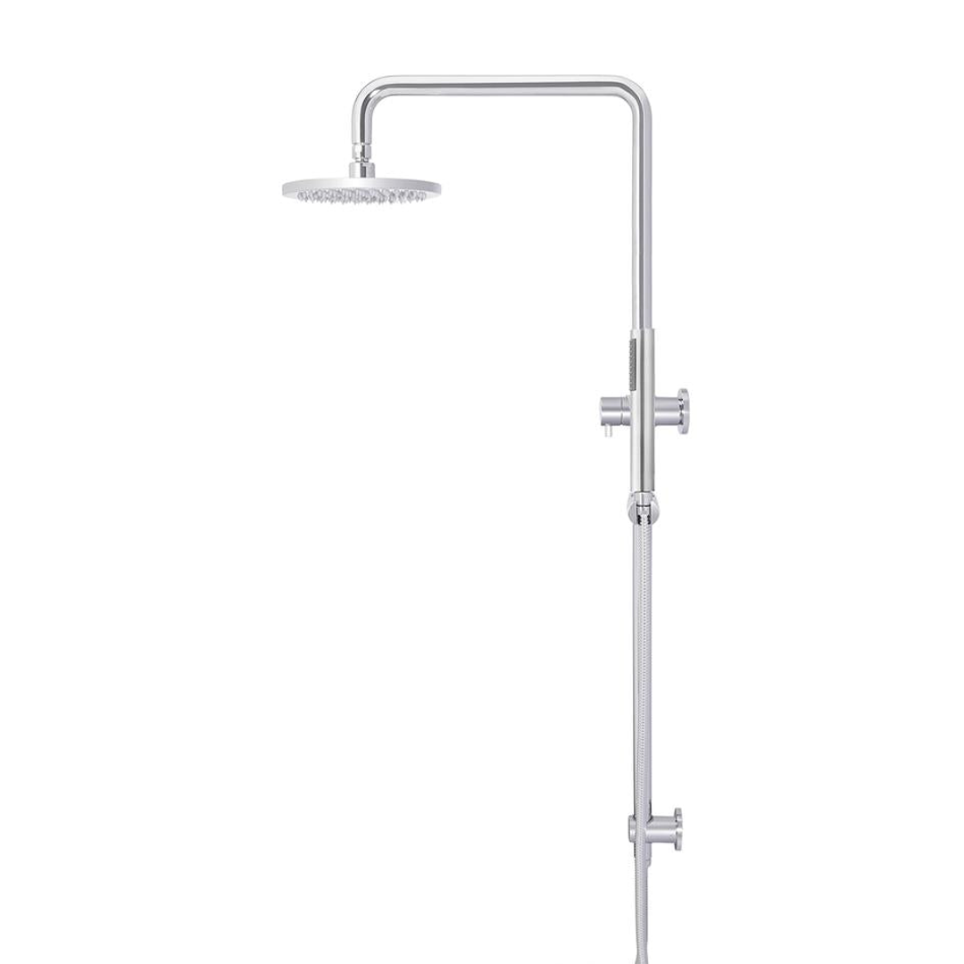 Meir Round Combo Shower Rail 200mm Rose 3-Function Hand Shower Polished Chrome